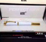 Perfect Replica Mont Blanc Princess Gold Clip White Rollerball AAA